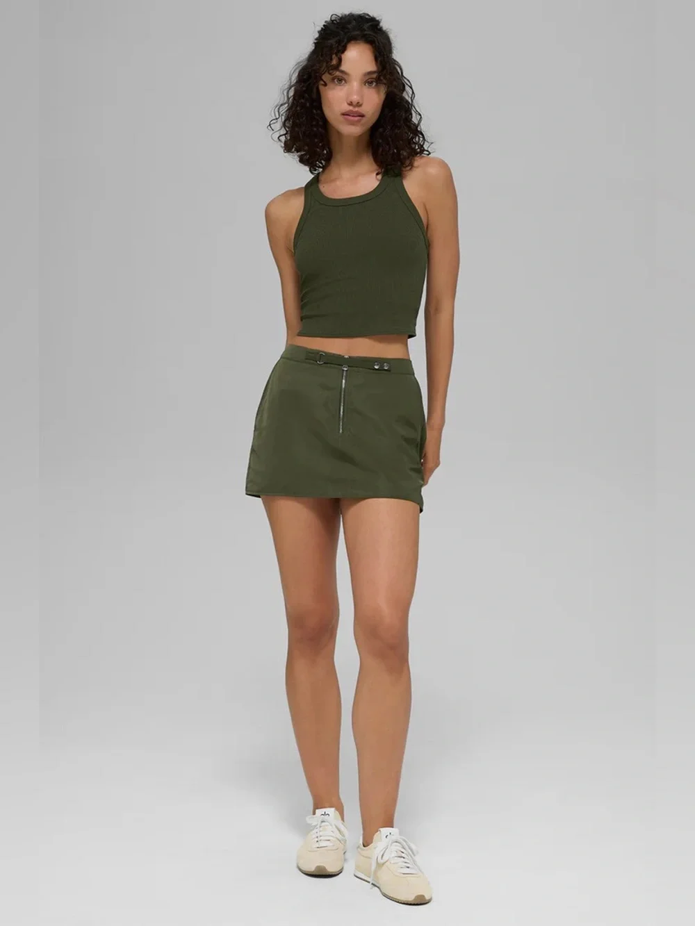 NWOT Alo Yoga Work It Mini Skirt - Green Olive - XXS